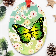 Green Butterfly Oval Ornament (two Sides) by linceazul