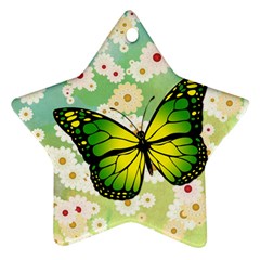 Green Butterfly Star Ornament (two Sides) by linceazul