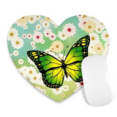 Green Butterfly Heart Mousepads by linceazul