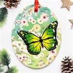 Green Butterfly Oval Filigree Ornament (Two Sides) Front