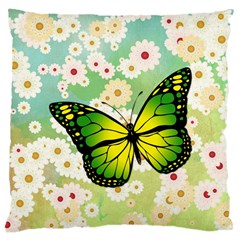 Green Butterfly Large Cushion Case (one Side) by linceazul