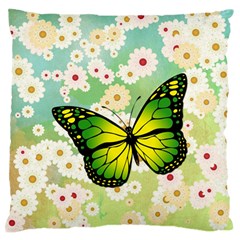 Green Butterfly Large Flano Cushion Case (one Side) by linceazul