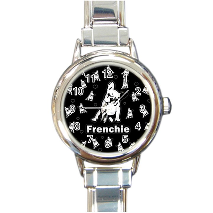 Frenchie Round Italian Charm Watch