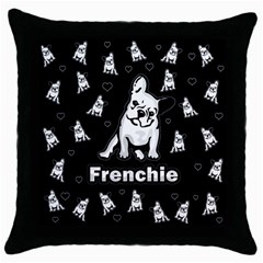 Frenchie Throw Pillow Case (black) by Valentinaart