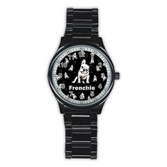 Frenchie Stainless Steel Round Watch by Valentinaart