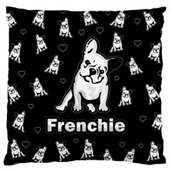 Frenchie Large Flano Cushion Case (two Sides) by Valentinaart