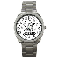 French Bulldog Sport Metal Watch by Valentinaart