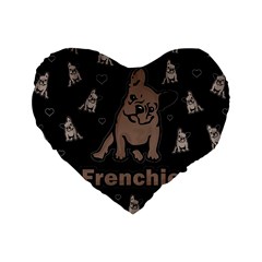 French Bulldog Standard 16  Premium Heart Shape Cushions by Valentinaart