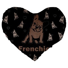 French Bulldog Large 19  Premium Heart Shape Cushions by Valentinaart