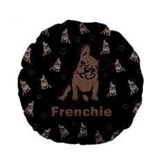 French Bulldog Standard 15  Premium Flano Round Cushions by Valentinaart