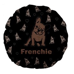 French Bulldog Large 18  Premium Flano Round Cushions by Valentinaart