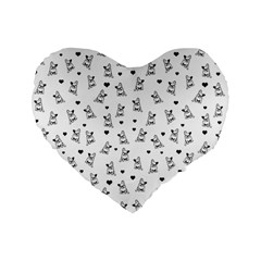 French Bulldog Standard 16  Premium Flano Heart Shape Cushions by Valentinaart