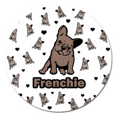 French Bulldog Magnet 5  (round) by Valentinaart