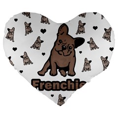 French Bulldog Large 19  Premium Flano Heart Shape Cushions by Valentinaart