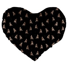 French Bulldog Large 19  Premium Flano Heart Shape Cushions by Valentinaart