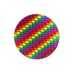 Colorful 3d Rectangles           Rubber Coaster (round) by LalyLauraFLM