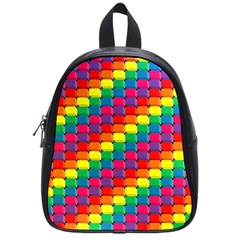 Colorful 3d Rectangles           School Bag (small) by LalyLauraFLM