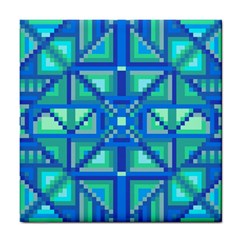 Grid Geometric Pattern Colorful Tile Coasters by Nexatart