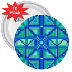 Grid Geometric Pattern Colorful 3  Buttons (10 Pack)  by Nexatart