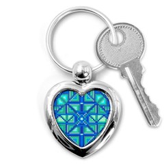 Grid Geometric Pattern Colorful Key Chains (heart)  by Nexatart