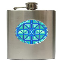 Grid Geometric Pattern Colorful Hip Flask (6 Oz) by Nexatart