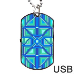 Grid Geometric Pattern Colorful Dog Tag Usb Flash (one Side) by Nexatart