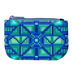 Grid Geometric Pattern Colorful Large Coin Purse