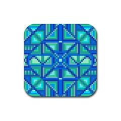 Grid Geometric Pattern Colorful Rubber Coaster (square)  by Nexatart