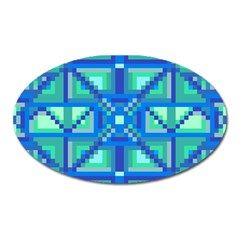 Grid Geometric Pattern Colorful Oval Magnet by Nexatart