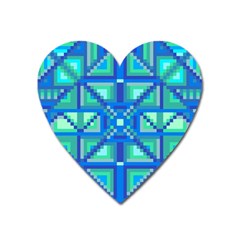 Grid Geometric Pattern Colorful Heart Magnet by Nexatart