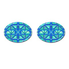 Grid Geometric Pattern Colorful Cufflinks (oval) by Nexatart