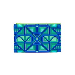 Grid Geometric Pattern Colorful Cosmetic Bag (xs) by Nexatart