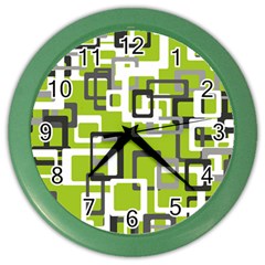 Pattern Abstract Form Four Corner Color Wall Clocks by Nexatart