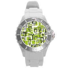 Pattern Abstract Form Four Corner Round Plastic Sport Watch (l) by Nexatart