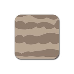 Pattern Wave Beige Brown Rubber Coaster (square)  by Nexatart