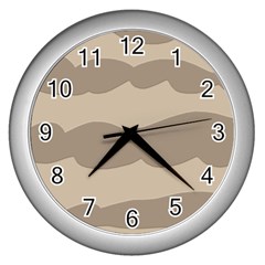 Pattern Wave Beige Brown Wall Clocks (silver)  by Nexatart