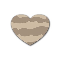 Pattern Wave Beige Brown Heart Coaster (4 Pack)  by Nexatart