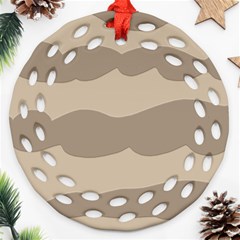 Pattern Wave Beige Brown Ornament (round Filigree) by Nexatart