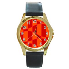 Background Texture Pattern Colorful Round Gold Metal Watch by Nexatart