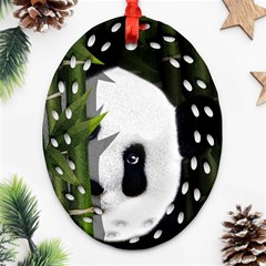 Panda Ornament (oval Filigree) by Valentinaart