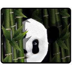 Panda Double Sided Fleece Blanket (medium)  by Valentinaart