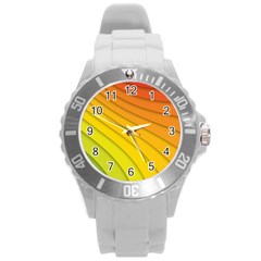 Abstract Pattern Lines Wave Round Plastic Sport Watch (l) by Nexatart