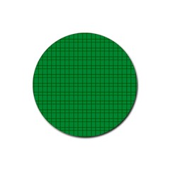 Pattern Green Background Lines Rubber Round Coaster (4 Pack)  by Nexatart