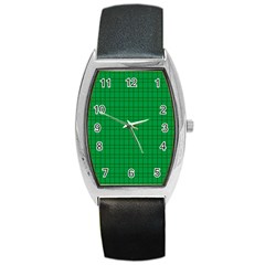 Pattern Green Background Lines Barrel Style Metal Watch by Nexatart