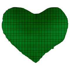 Pattern Green Background Lines Large 19  Premium Heart Shape Cushions by Nexatart