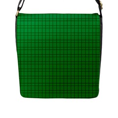 Pattern Green Background Lines Flap Messenger Bag (l)  by Nexatart