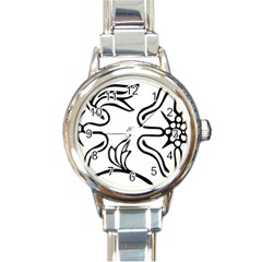 Decoration Pattern Design Flower Round Italian Charm Watch by Nexatart