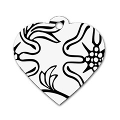 Decoration Pattern Design Flower Dog Tag Heart (one Side) by Nexatart