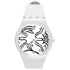 Decoration Pattern Design Flower Round Plastic Sport Watch (m)