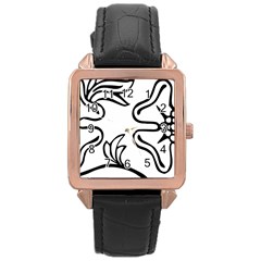 Decoration Pattern Design Flower Rose Gold Leather Watch  by Nexatart